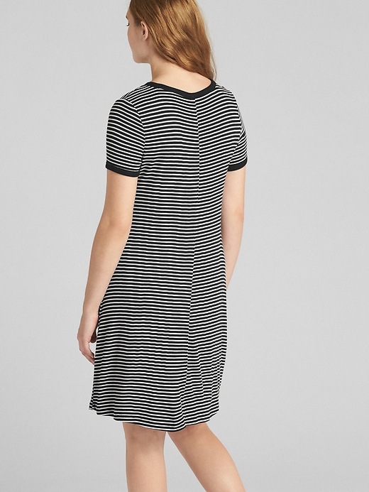 2 of 8 showing, with the color black stripe of product Short Sleeve Ribbed T-Shirt Dress