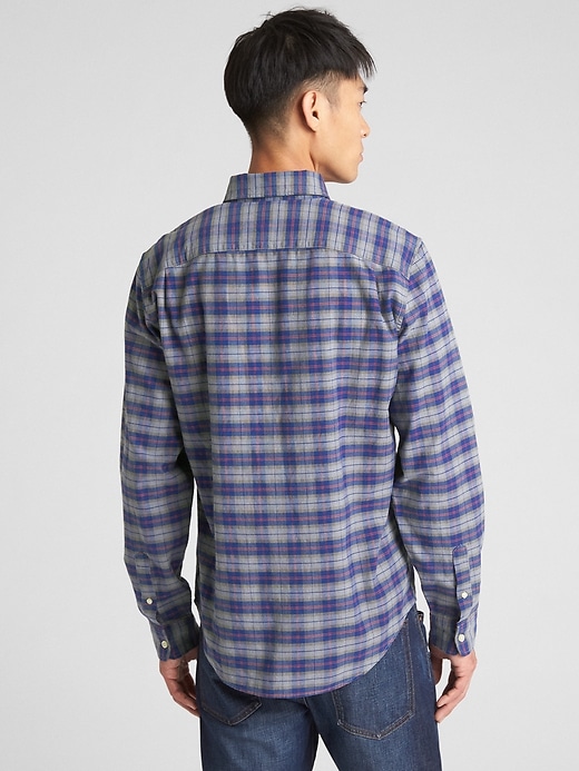 2 of 8 showing, with the color grey plaid of product Lived-In Stretch Oxford Shirt