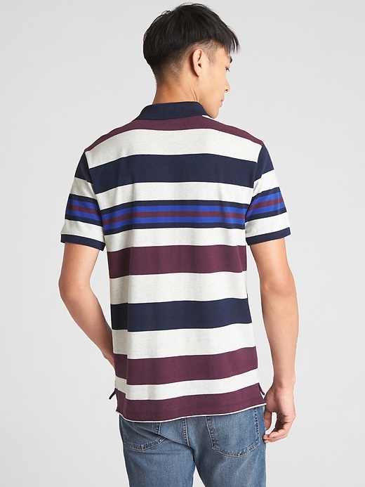 Image number 2 showing, Mix-Stripe Pique Polo Shirt in Stretch