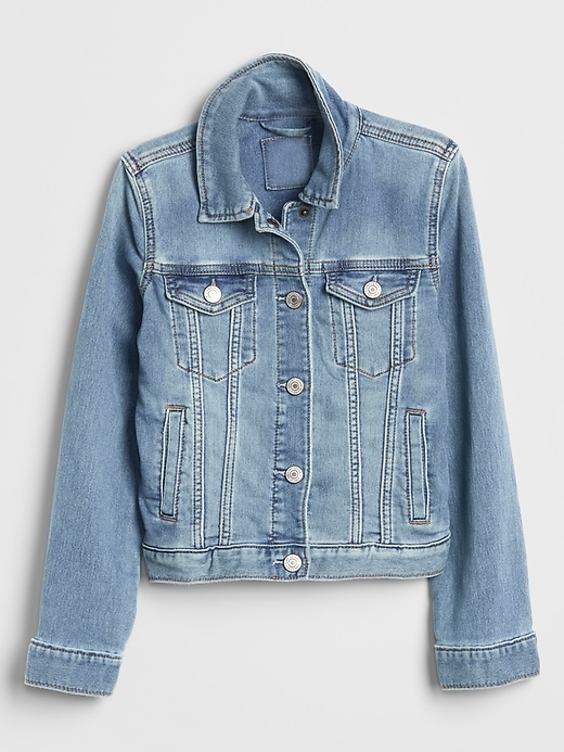 1 of 8 showing, with the color light indigo of product Kids Icon Denim Jacket
