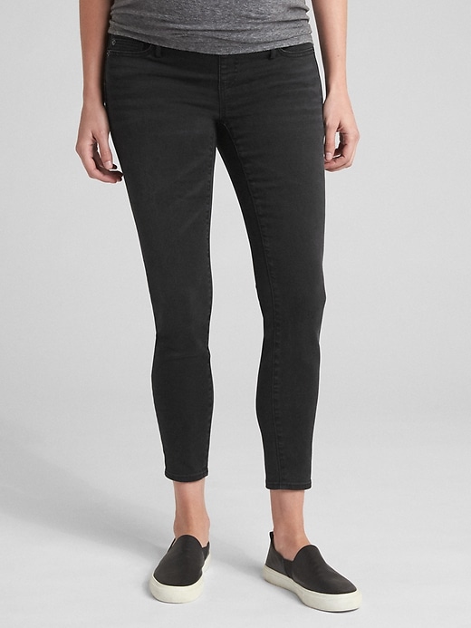 1 of 8 showing, with the color black wash of product Maternity Soft Wear Comfort Panel True Skinny Jeans