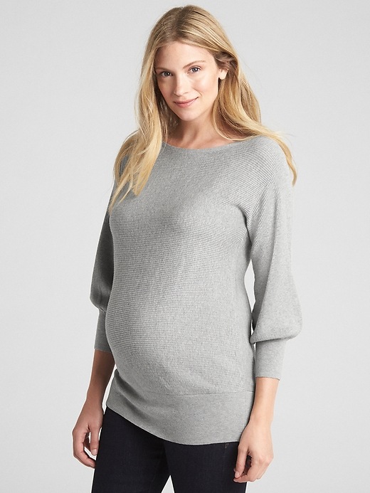 Image number 1 showing, Maternity Ribbed Boatneck Sweater Tunic