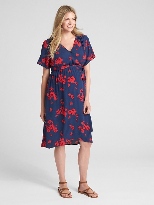 Image number 5 showing, Maternity Floral Print Faux-Wrap Dress