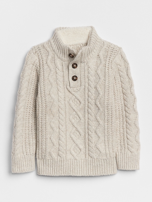 Image number 1 showing, Cable-Knit Henley Sweater