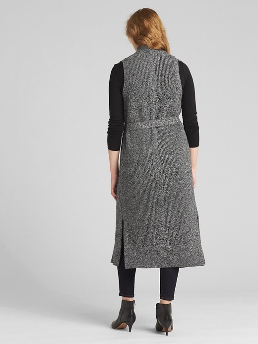2 of 8 showing, with the color marled black of product Sleeveless Duster Cardigan Sweater