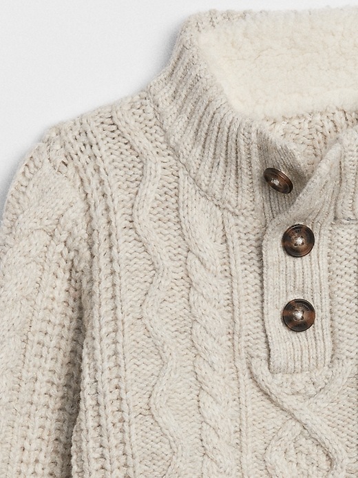 Image number 3 showing, Cable-Knit Henley Sweater