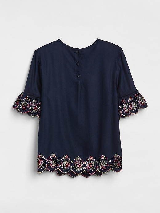 Image number 3 showing, Embroidered Bell-Sleeve Top