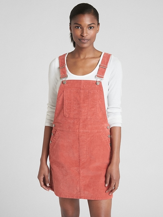 View large product image 1 of 1. Cord Overall Dress