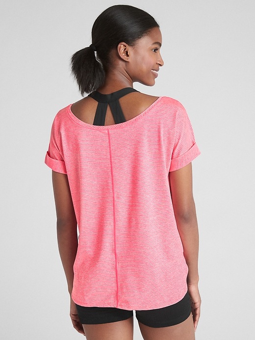 2 of 8 showing, with the color light pink of product GapFit Breathe Roll Sleeve T-Shirt