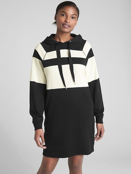 Image number 1 showing, Stripe Raglan Sleeve Hoodie Sweatshirt Dress