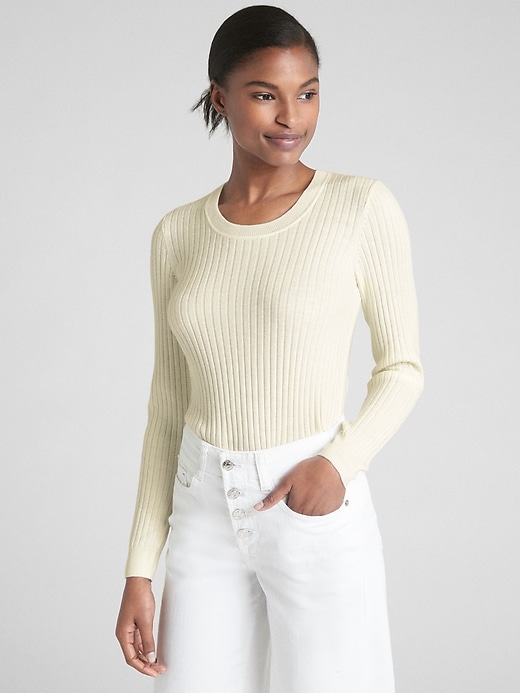 View large product image 1 of 1. Ribbed Crewneck Pullover Sweater