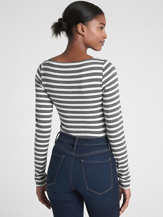 Image number 2 showing, Modern Stripe Long Sleeve Boatneck T-Shirt