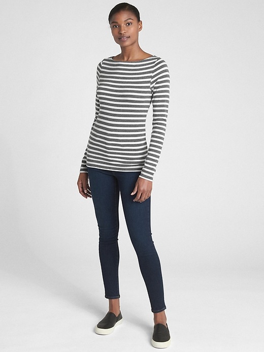 Image number 3 showing, Modern Stripe Long Sleeve Boatneck T-Shirt