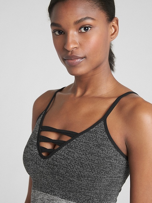 Image number 3 showing, GapFit Seamless Low-Impact Strappy Sports Bra