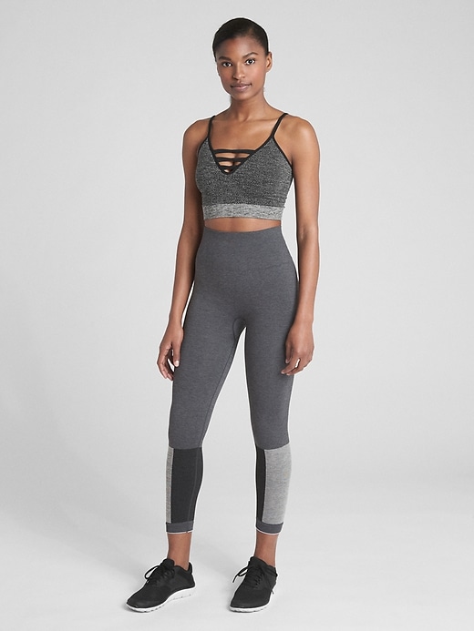 Image number 5 showing, GapFit Seamless Low-Impact Strappy Sports Bra