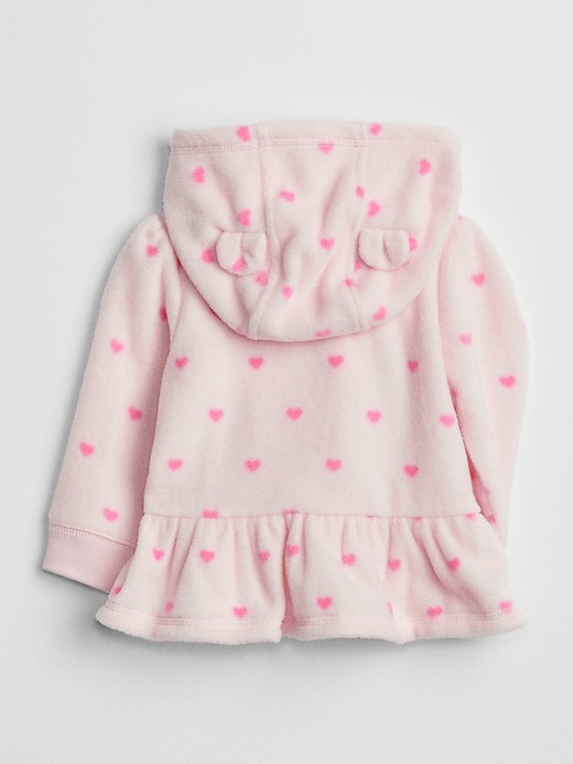 2 of 8 showing, with the color pink cameo of product Peplum Logo Hoodie Sweater