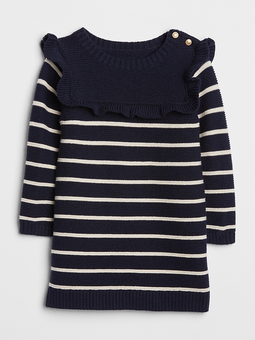 Image number 1 showing, Stripe Ruffle Sweater Dress