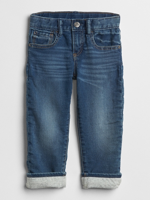 Image number 1 showing, Superdenim Jersey-Lined Straight Jeans with Defendo