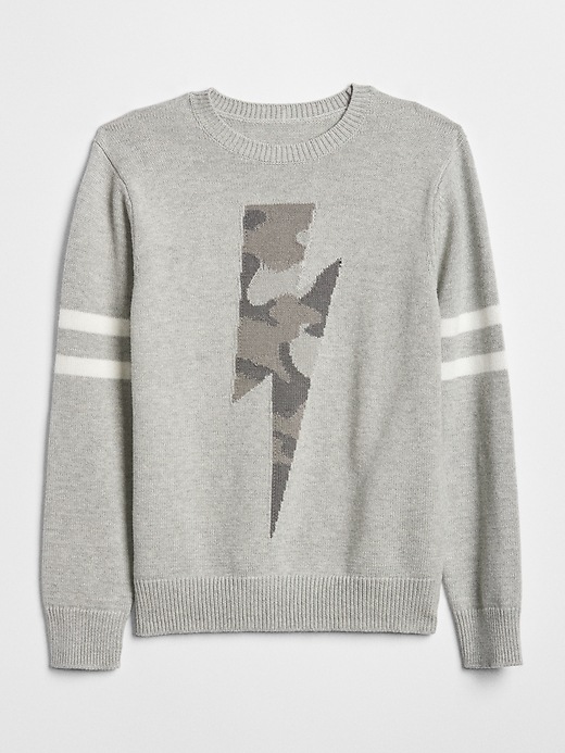 1 of 8 showing, with the color PAINTED LIGHTNING BOLT of product Graphic Crewneck Sweater