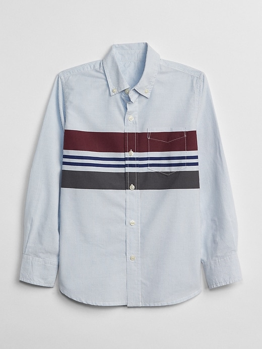 1 of 8 showing, with the color plum pudding of product Poplin Stripe Long Sleeve Shirt