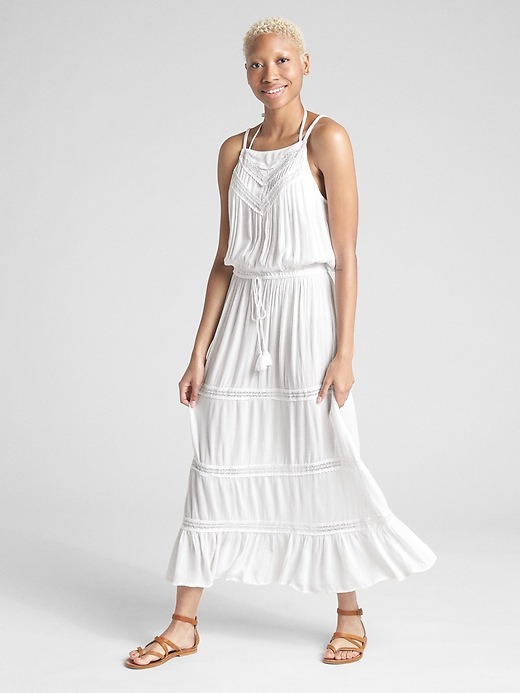 Image number 1 showing, Tiered Lace-Trim Maxi Dress Cover-Up