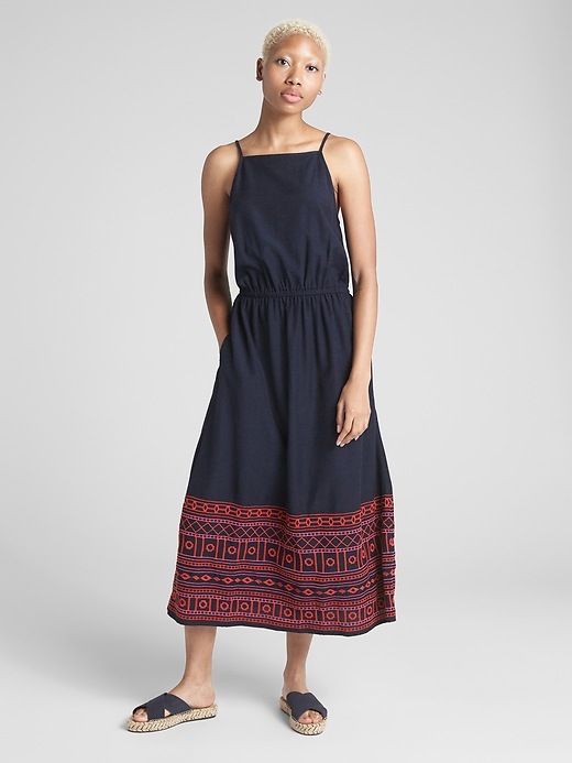 View large product image 1 of 1. Embroidered Cami Midi Dress