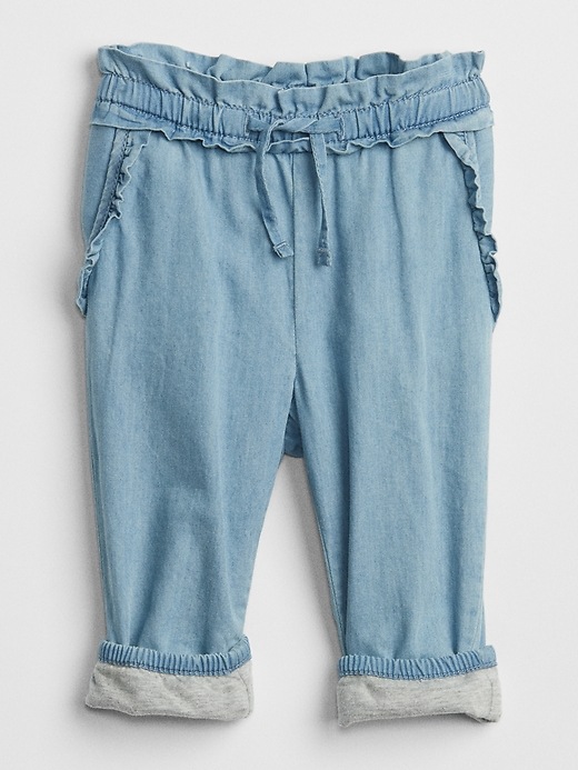 Image number 3 showing, Ruffle Denim Jersey-Lined Pants