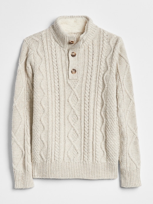 View large product image 1 of 1. Cable-Knit Henley Sweater