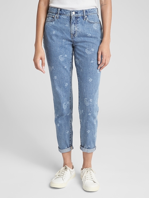 Image number 1 showing, Mid Rise Best Girlfriend Jeans with Floral Detailing
