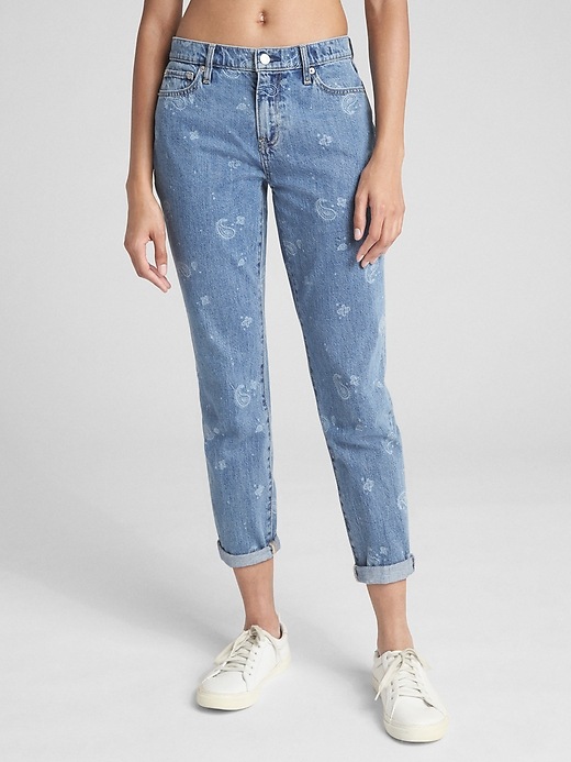 Image number 5 showing, Mid Rise Best Girlfriend Jeans with Floral Detailing