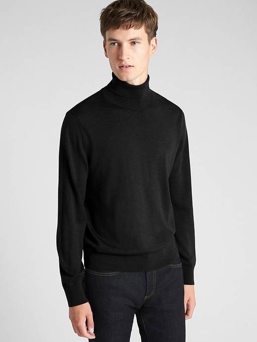 View large product image 1 of 1. Turtleneck Pullover Sweater in Pure Merino Wool