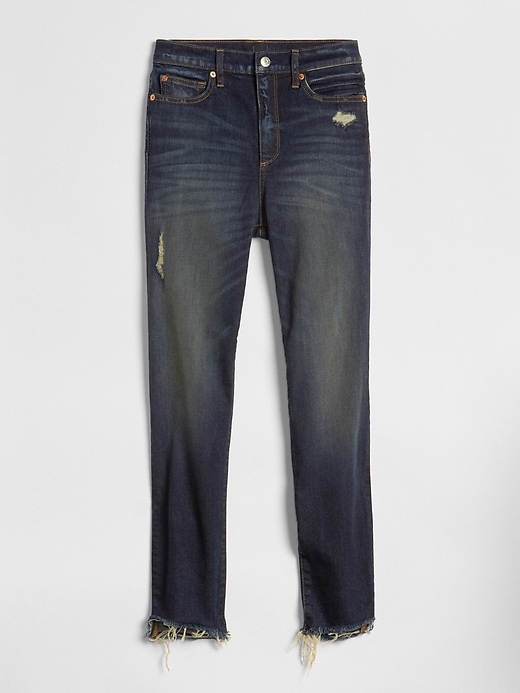 Image number 6 showing, High Rise True Skinny Ankle Jeans with Distressed Detail