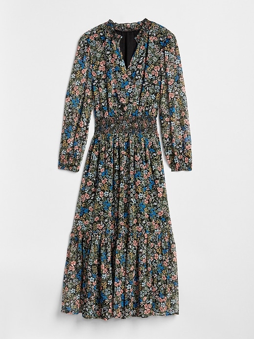 Image number 6 showing, Floral Print Long Sleeve Smocked Midi Dress