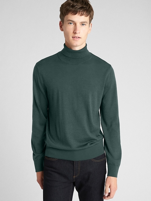 View large product image 1 of 1. Turtleneck Pullover Sweater in Pure Merino Wool