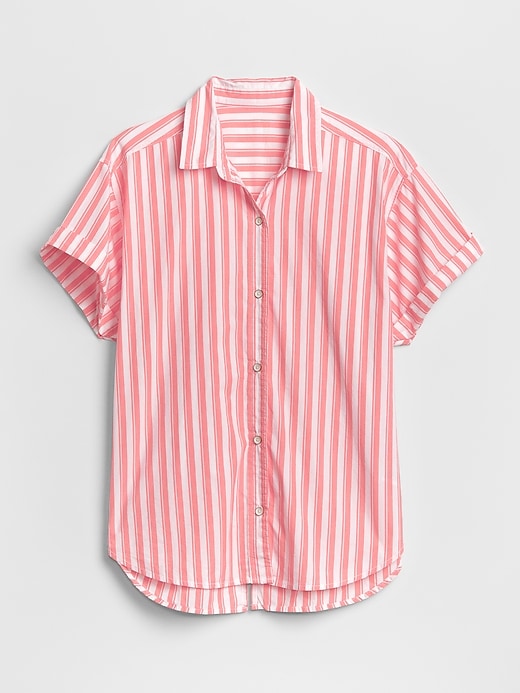 Image number 6 showing, Split-Back Short Sleeve Shirt in Stripe Poplin
