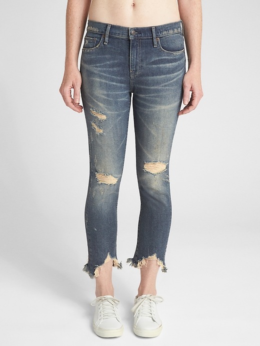 Mid Rise Knee Destroyed Girlfriend Jeans main image 1