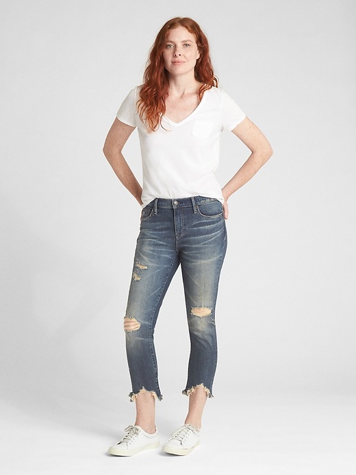 Mid Rise Knee Destroyed Girlfriend Jeans