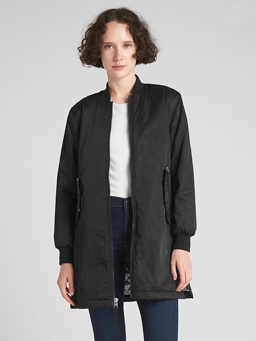 Image number 1 showing, Longline Bomber Jacket