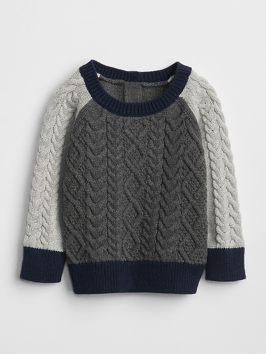 Image number 1 showing, Cable-Knit Colorblock Sweater