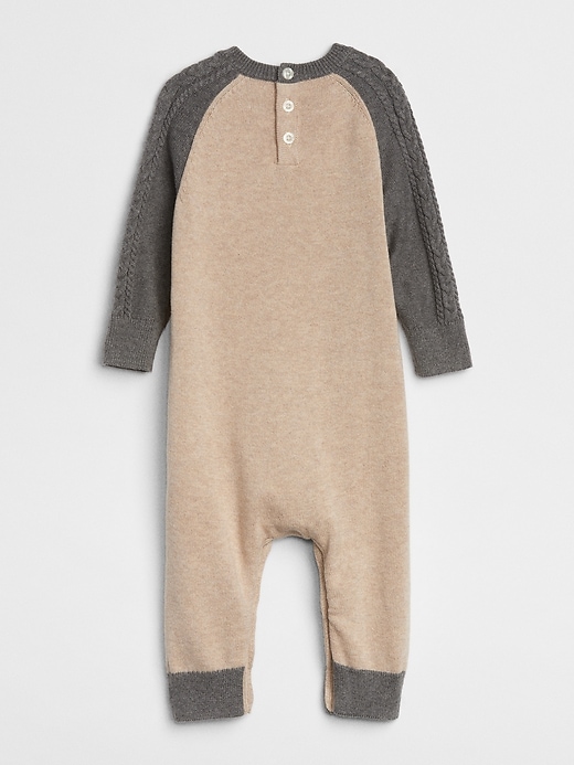 2 of 8 showing, with the color tan heather of product Bear Cable-Knit One-Piece
