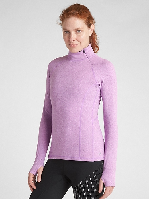 View large product image 1 of 1. GapFit Asymmetrical Half-Zip Pullover in Brushed Tech Jersey