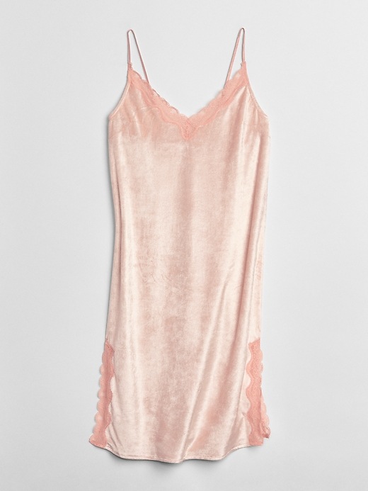 Image number 2 showing, Dreamwell Velour Cami Nightgown with Lace-Trim