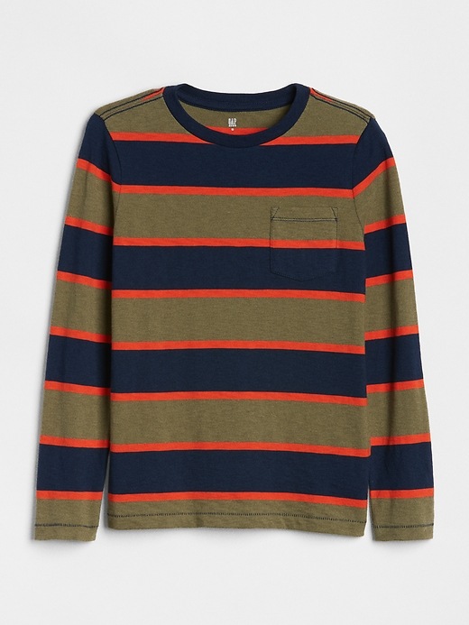 View large product image 1 of 1. Stripe Pocket Long Sleeve T-Shirt