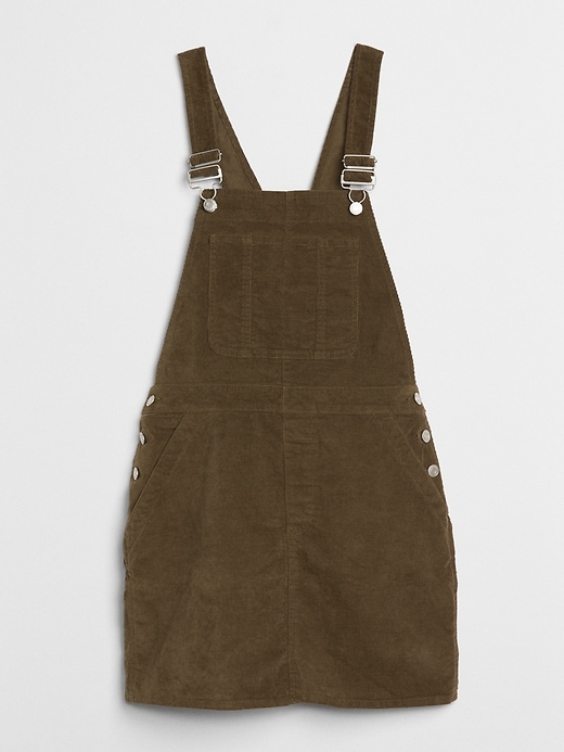 overall dress olive green Womens Green Solid Corduroy Overall Dress with Front Pockets Green / M main image 1