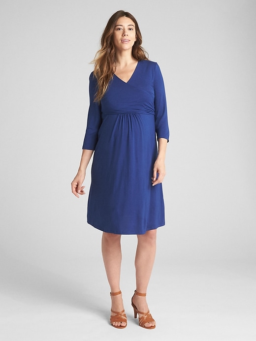 Image number 8 showing, Maternity Three-Quarter Sleeve Wrap Dress