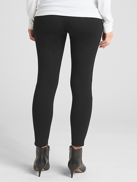 Image number 2 showing, Maternity Full Panel Moto Zip Leggings in Ponte