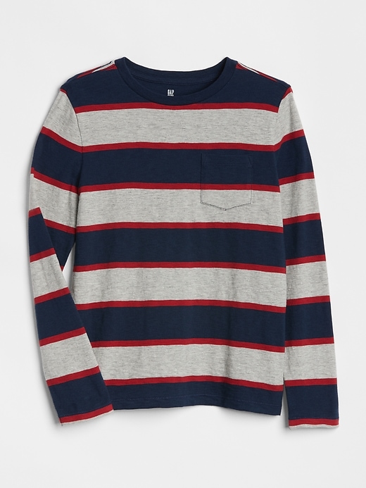 View large product image 1 of 1. Stripe Pocket Long Sleeve T-Shirt