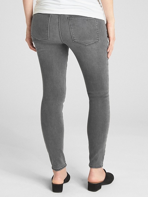 2 of 8 showing, with the color soft black of product Maternity Soft Wear Demi Panel True Skinny Jeans