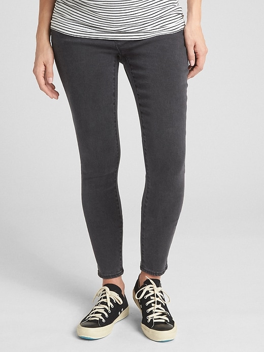Image number 1 showing, Maternity Soft Wear Demi Panel True Skinny Jeans