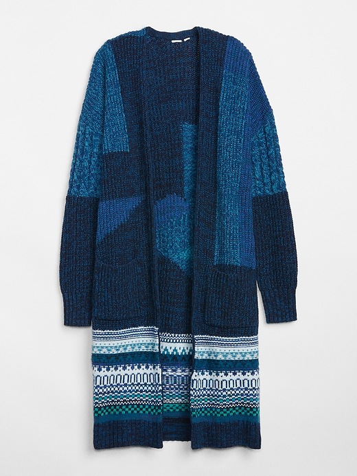Image number 6 showing, Mix-Knit Patchwork Duster Cardigan Sweater